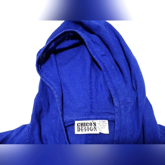 CHICO'S DESIGN 100% Linen Hooded Full Zip Jacket. Size 1(M) - Picture 5 of 7